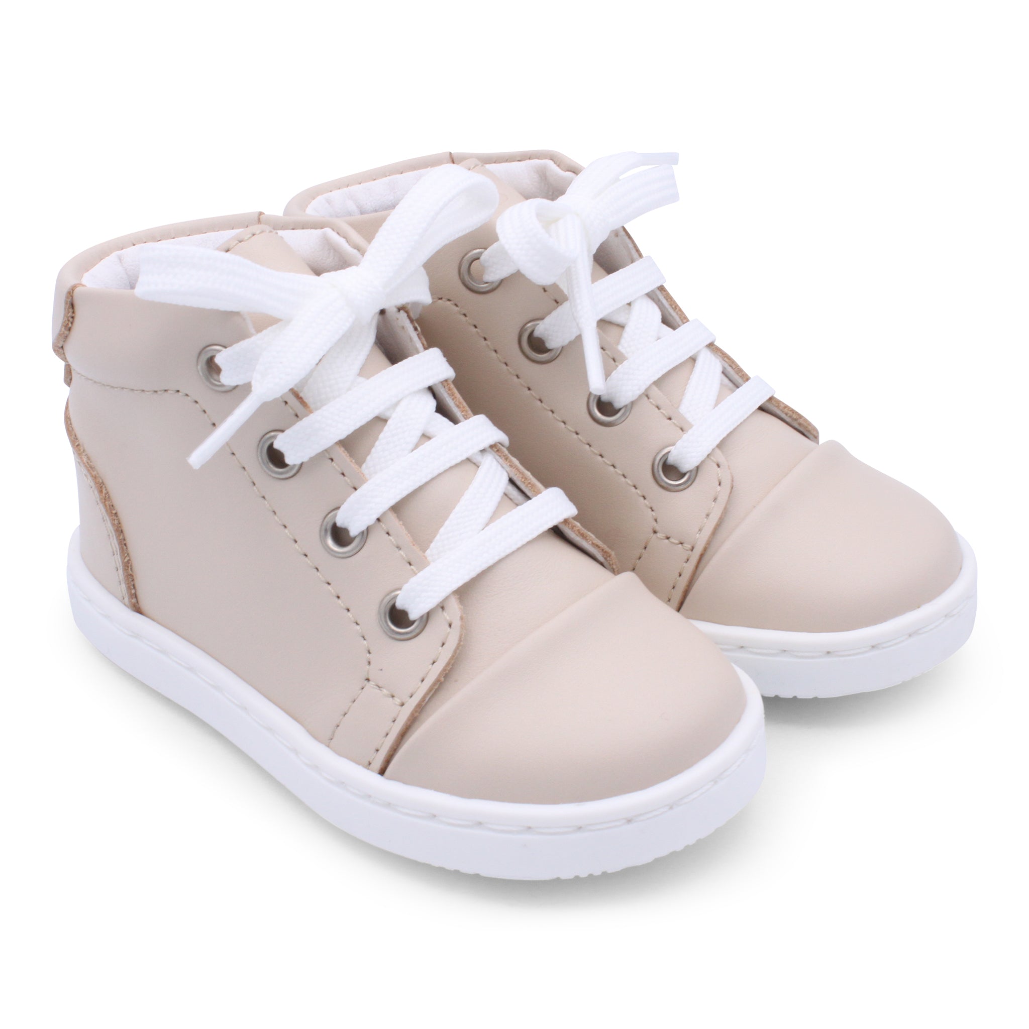 'Danilo' Boys Nude Leather High-Tops