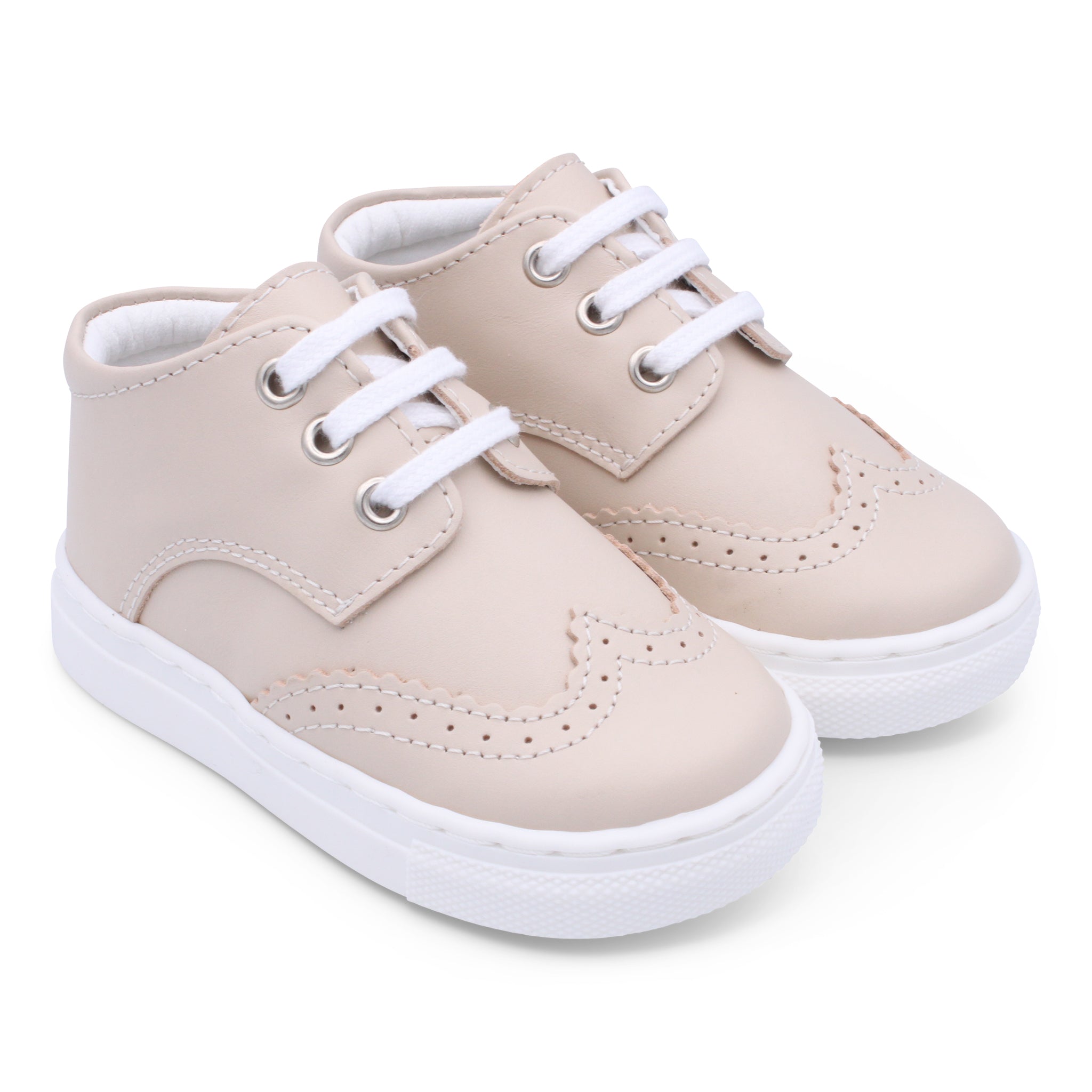 'Francisco' Boys Nude Leather Brogue Trainers