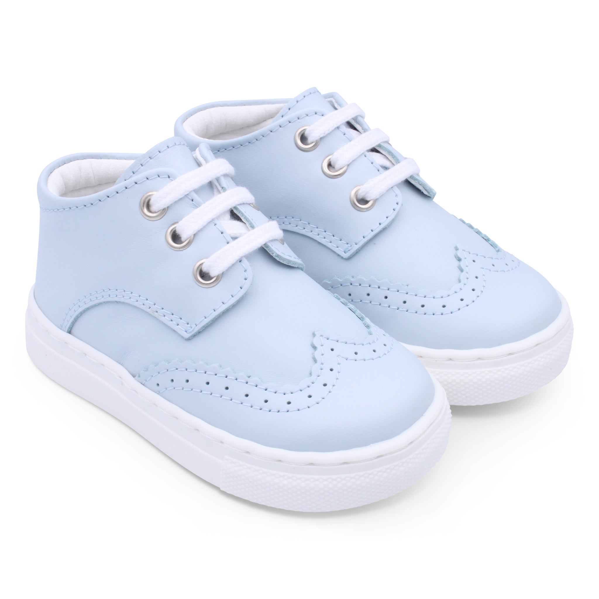 'Francisco' Boys Pale Blue Leather Brogue Trainers