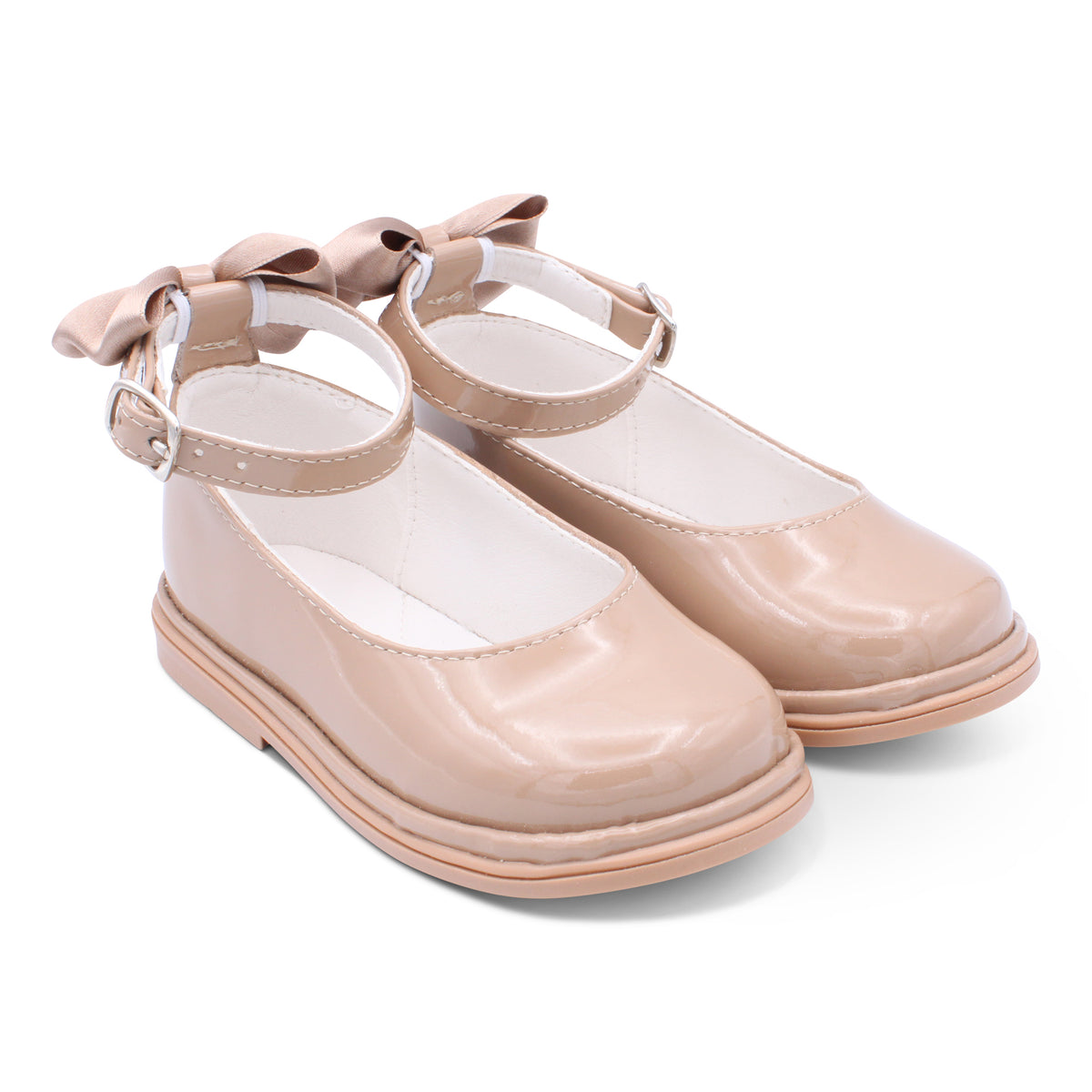 'Leonie' Girls Camel Patent Shoes