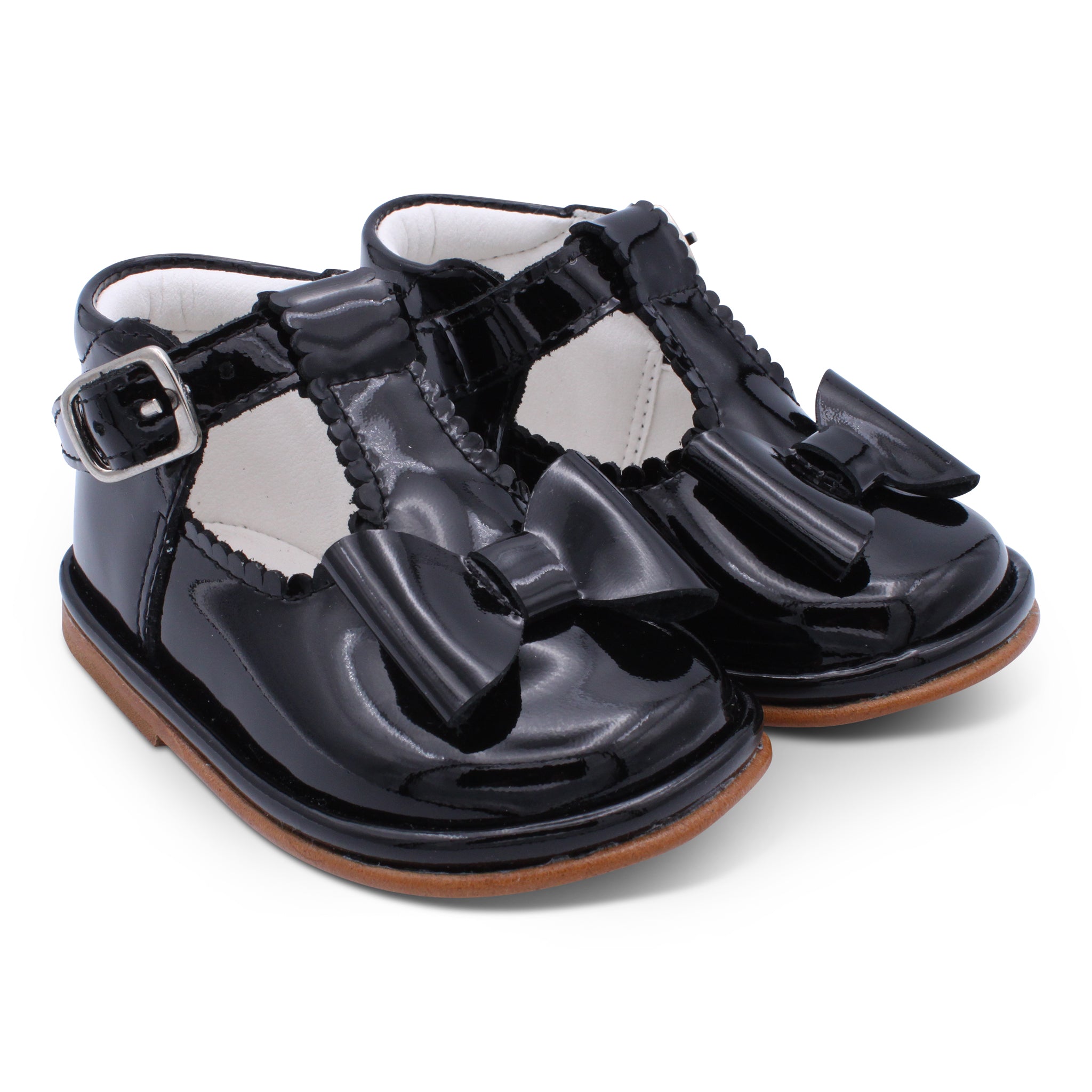 'Sabina' Girls Black Patent T-Bar Shoes