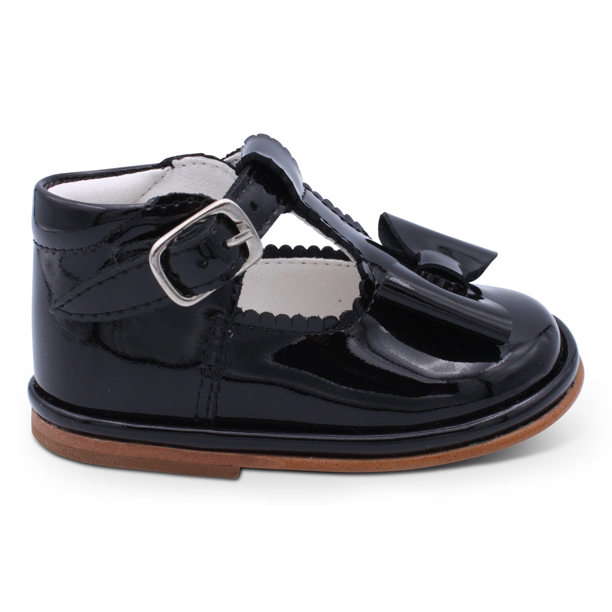 'Sabina' Girls Black Patent T-Bar Shoes