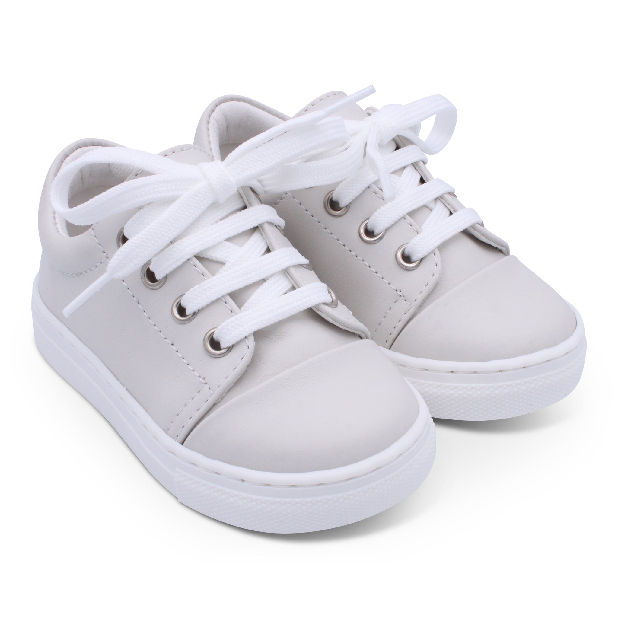 'Santiago' Boys Beige Leather Trainers