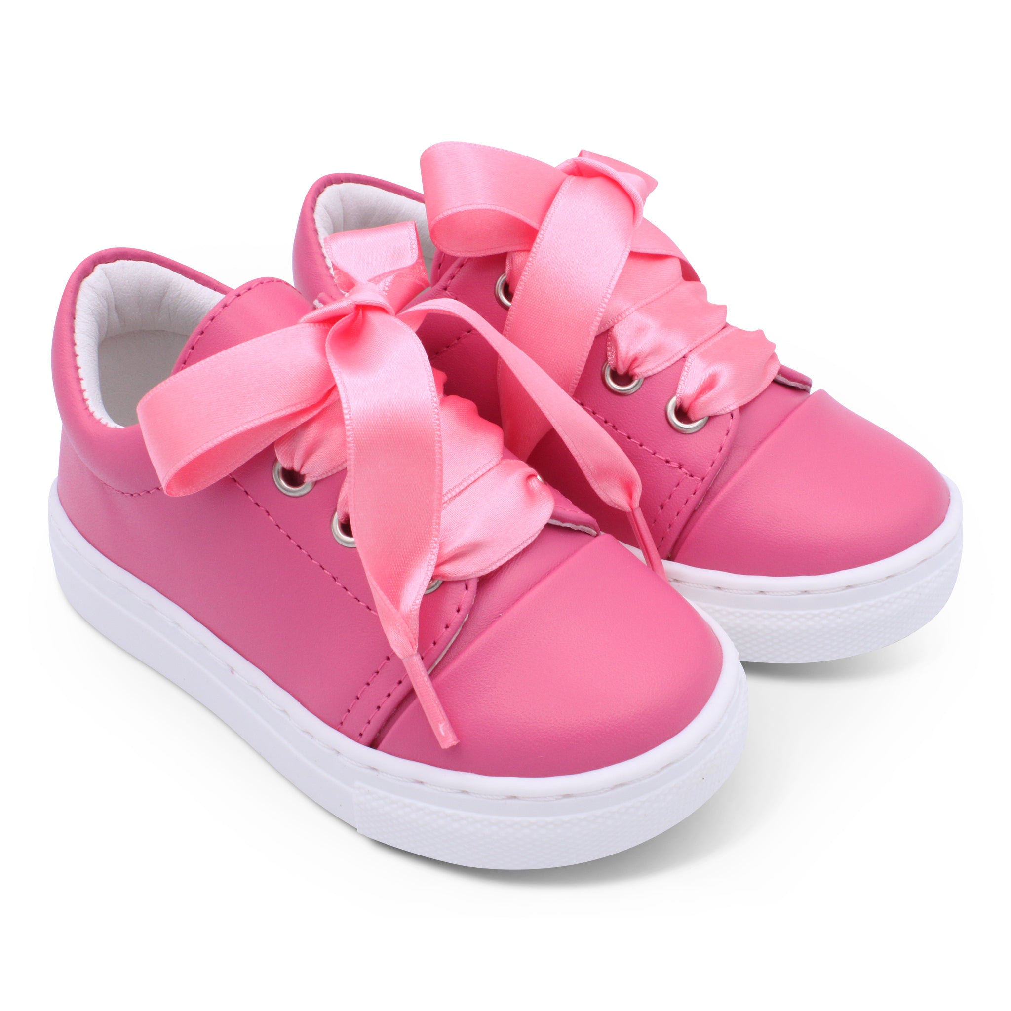 'Santi' Girls Fuchsia Leather Trainers