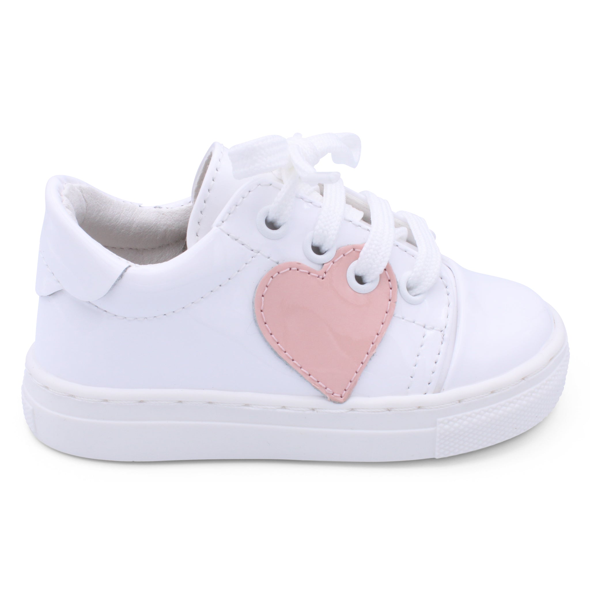 'Santina' Girls White Patent with Pink Patent Trainers