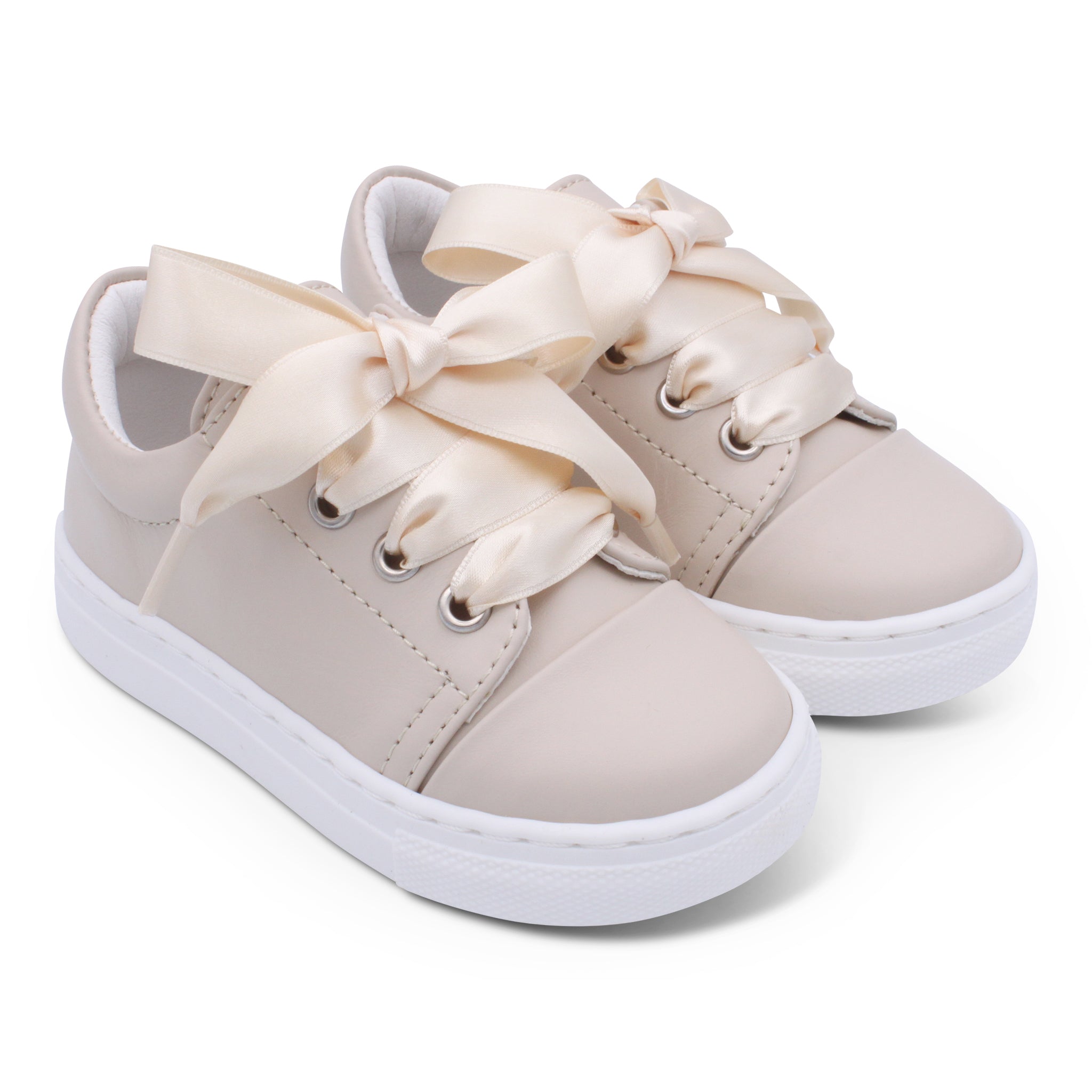 'Santi' Girls Nude Leather Trainers