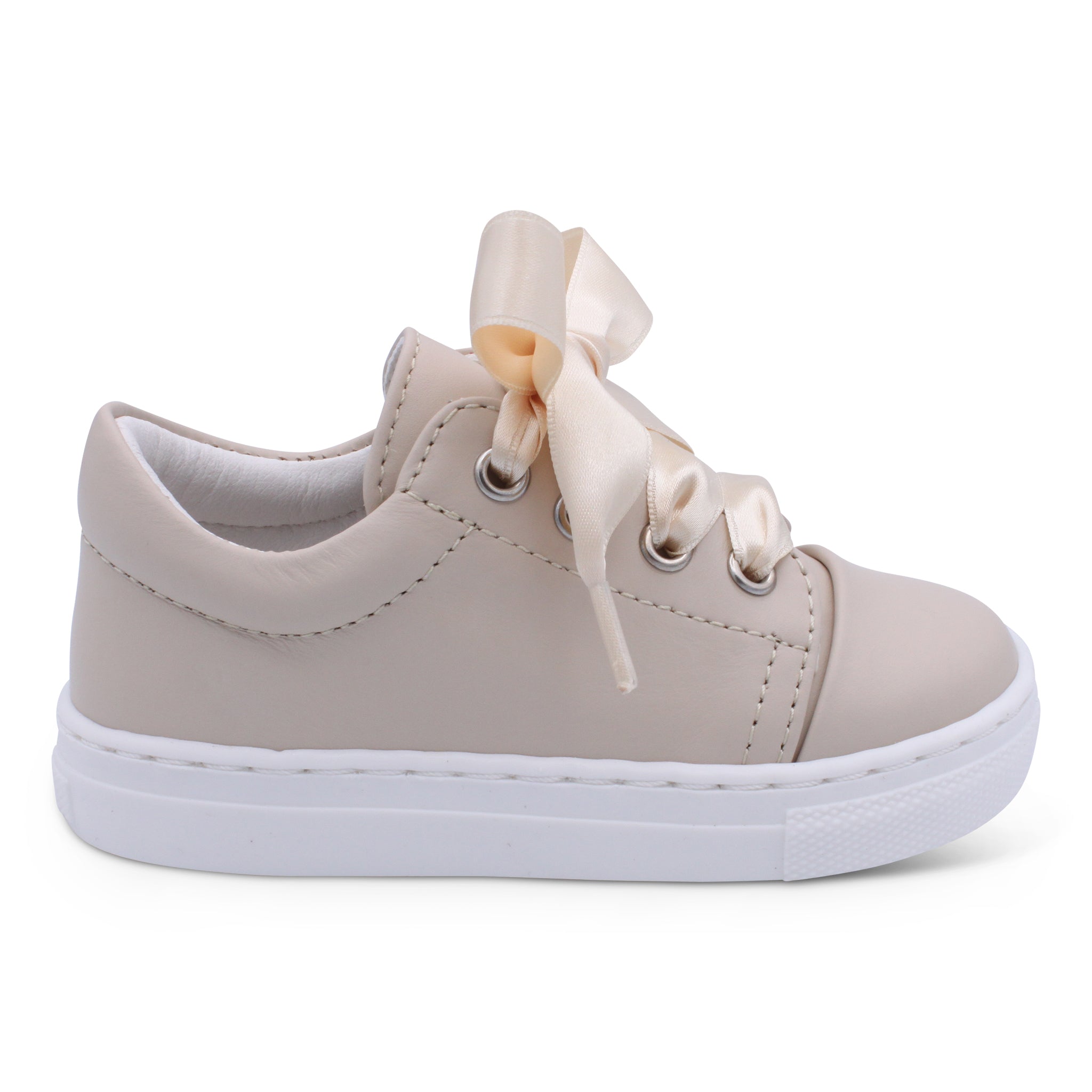 'Santi' Girls Nude Leather Trainers