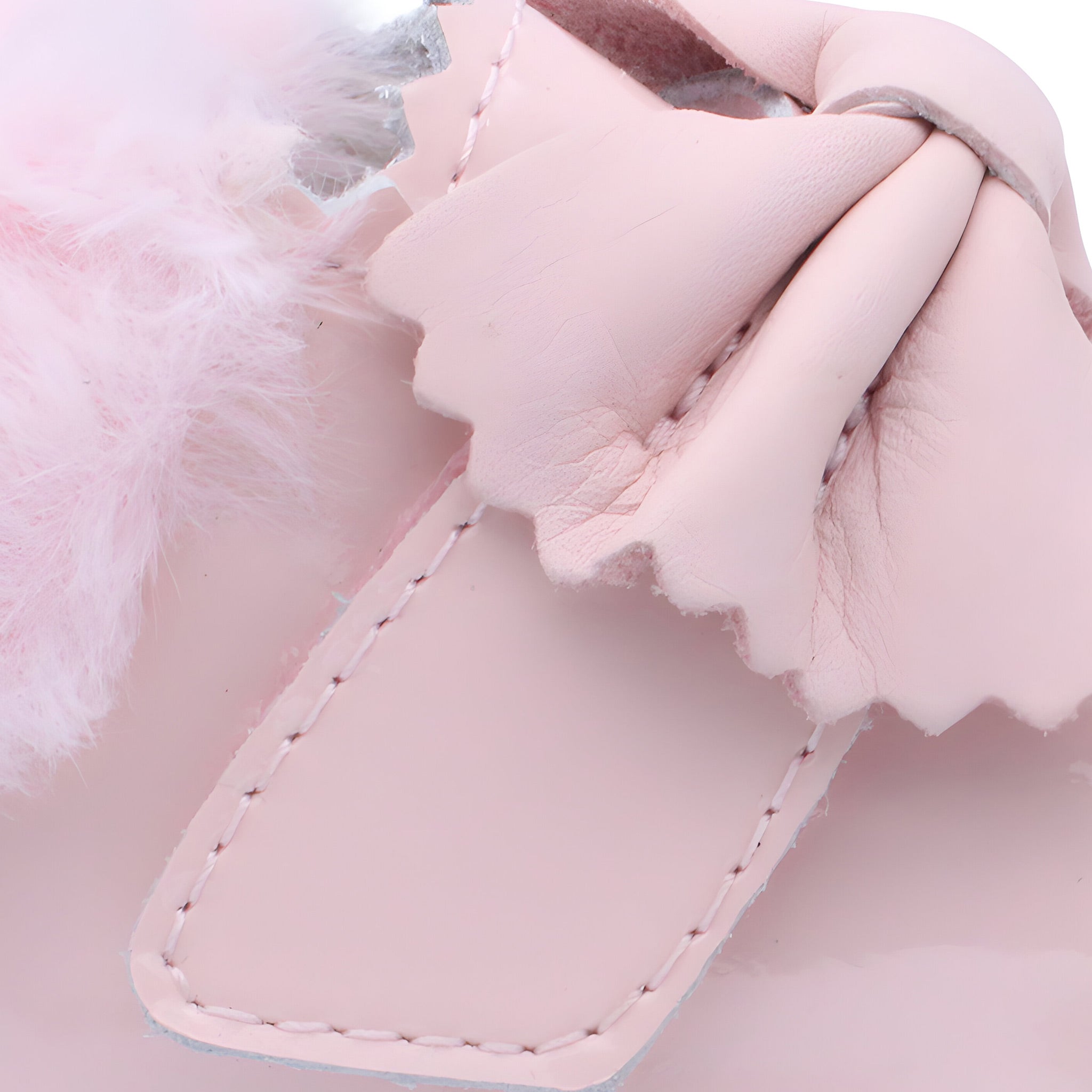 'Shania' Girls Pale Pink Patent Fur Trim Velcro Boots