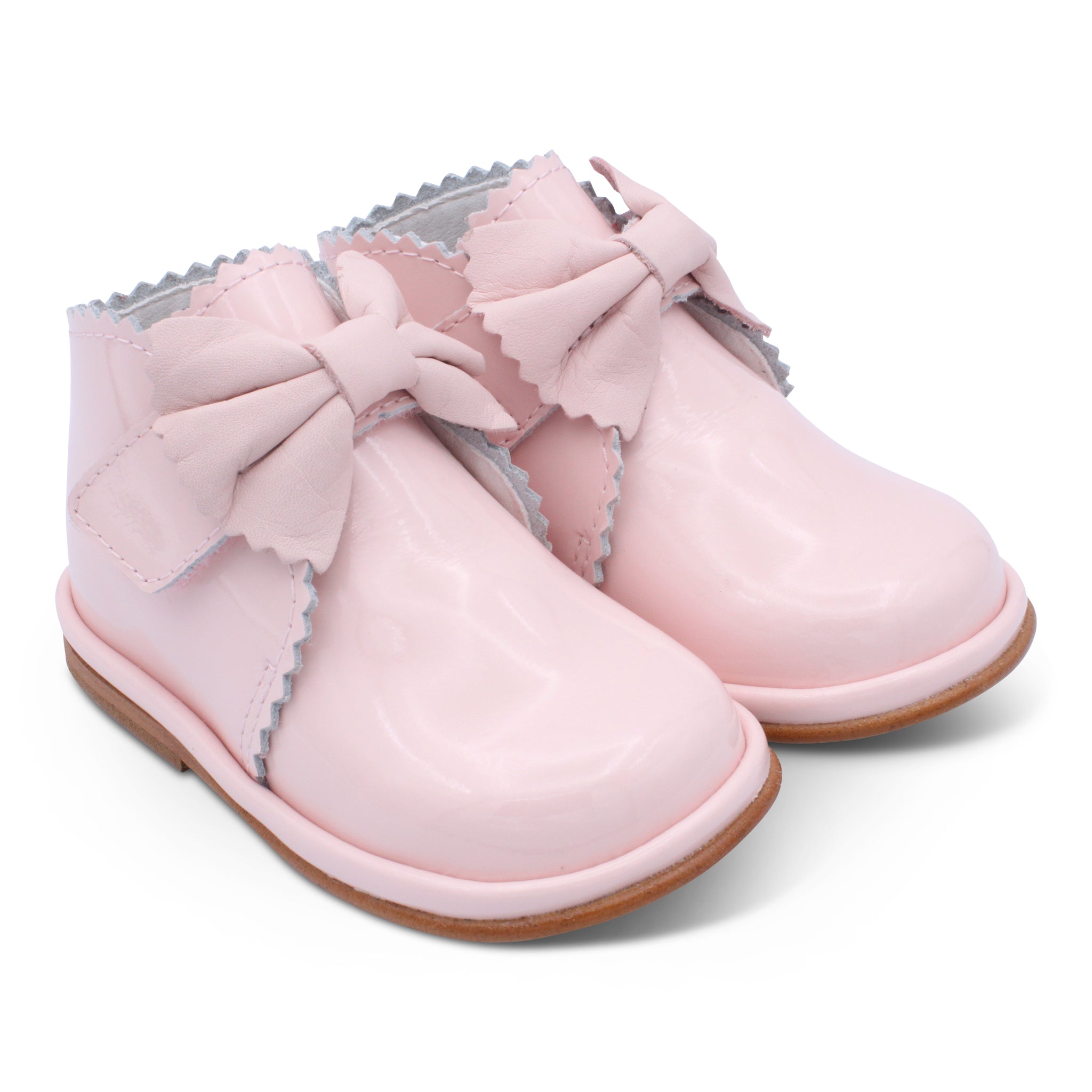 'Sharon' Girls Pale Pink Patent Velcro Boots