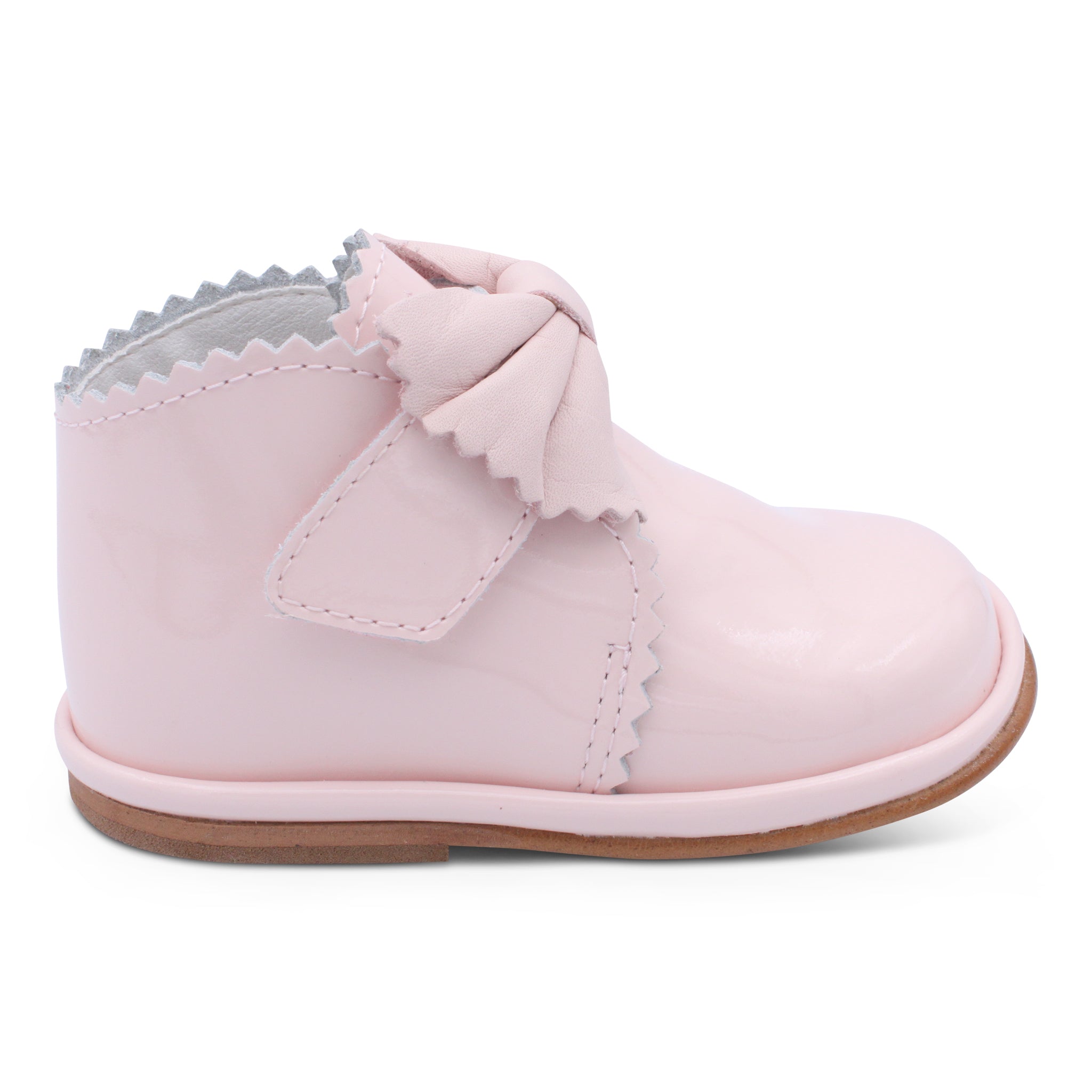 'Sharon' Girls Pale Pink Patent Velcro Boots