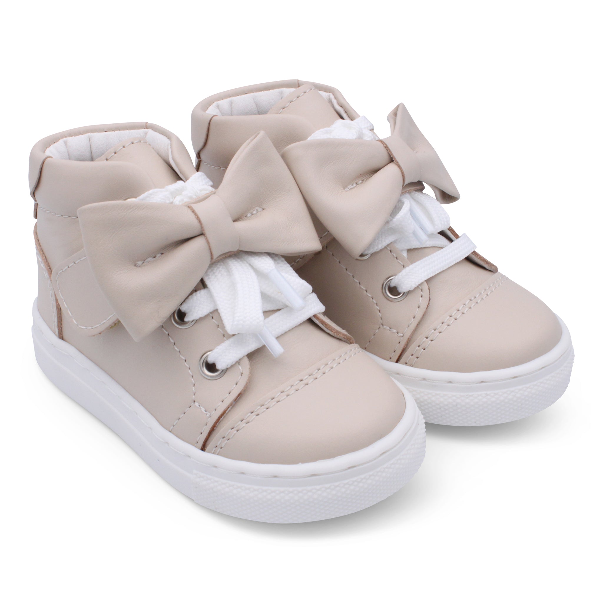 'Tatiana' Girls Nude Leather High-Tops