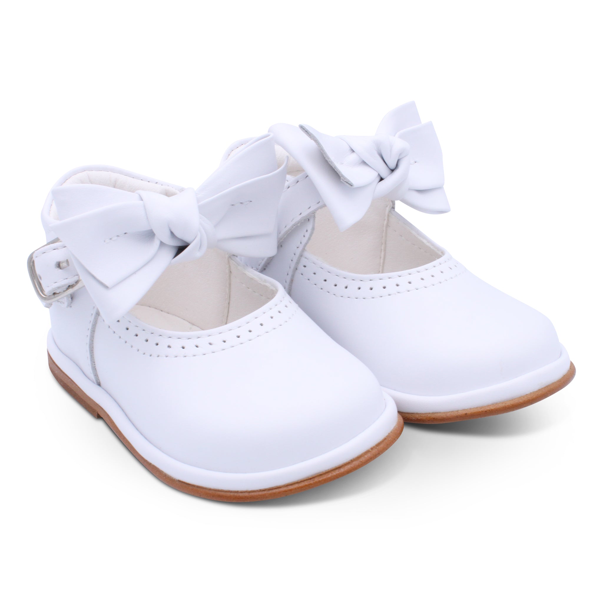 'Vitoria' Girls White Leather Bar Shoes