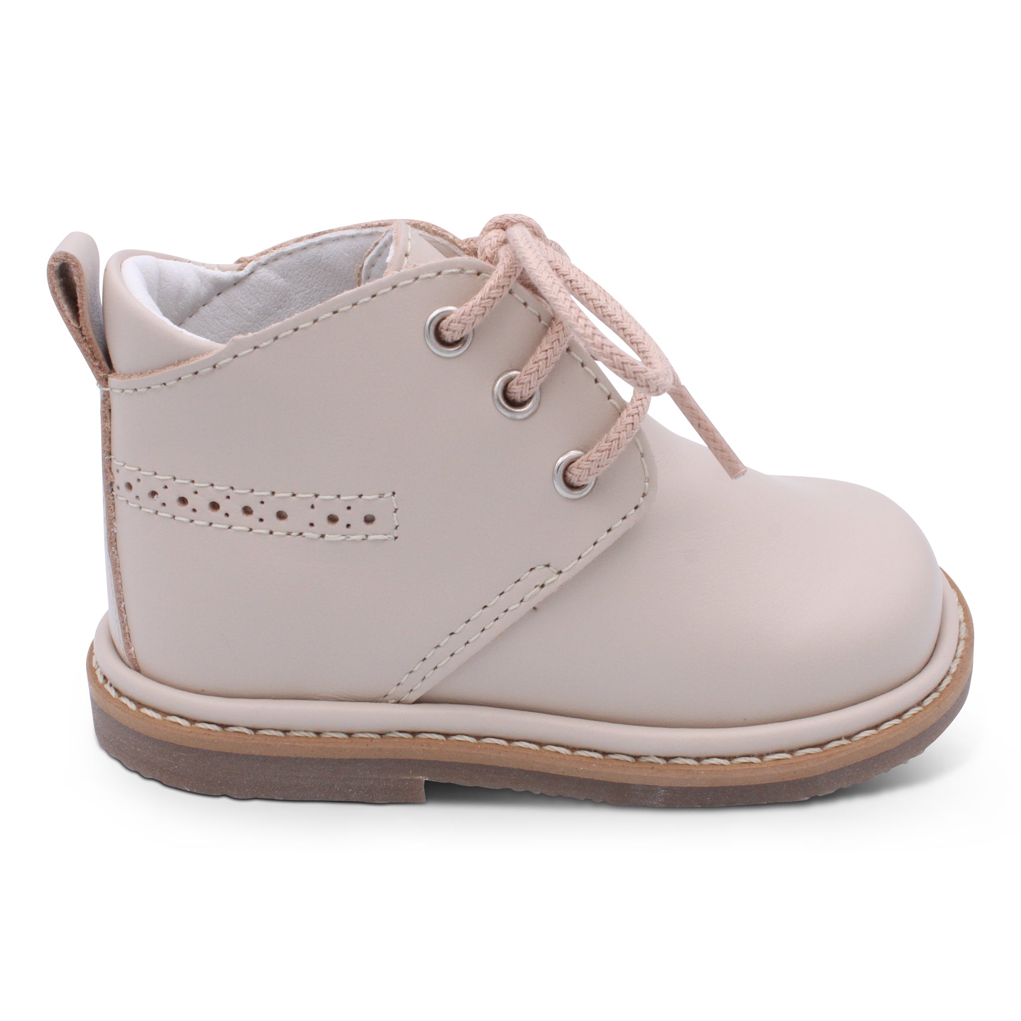 'Zachary' Boys Nude Leather Lace Boots