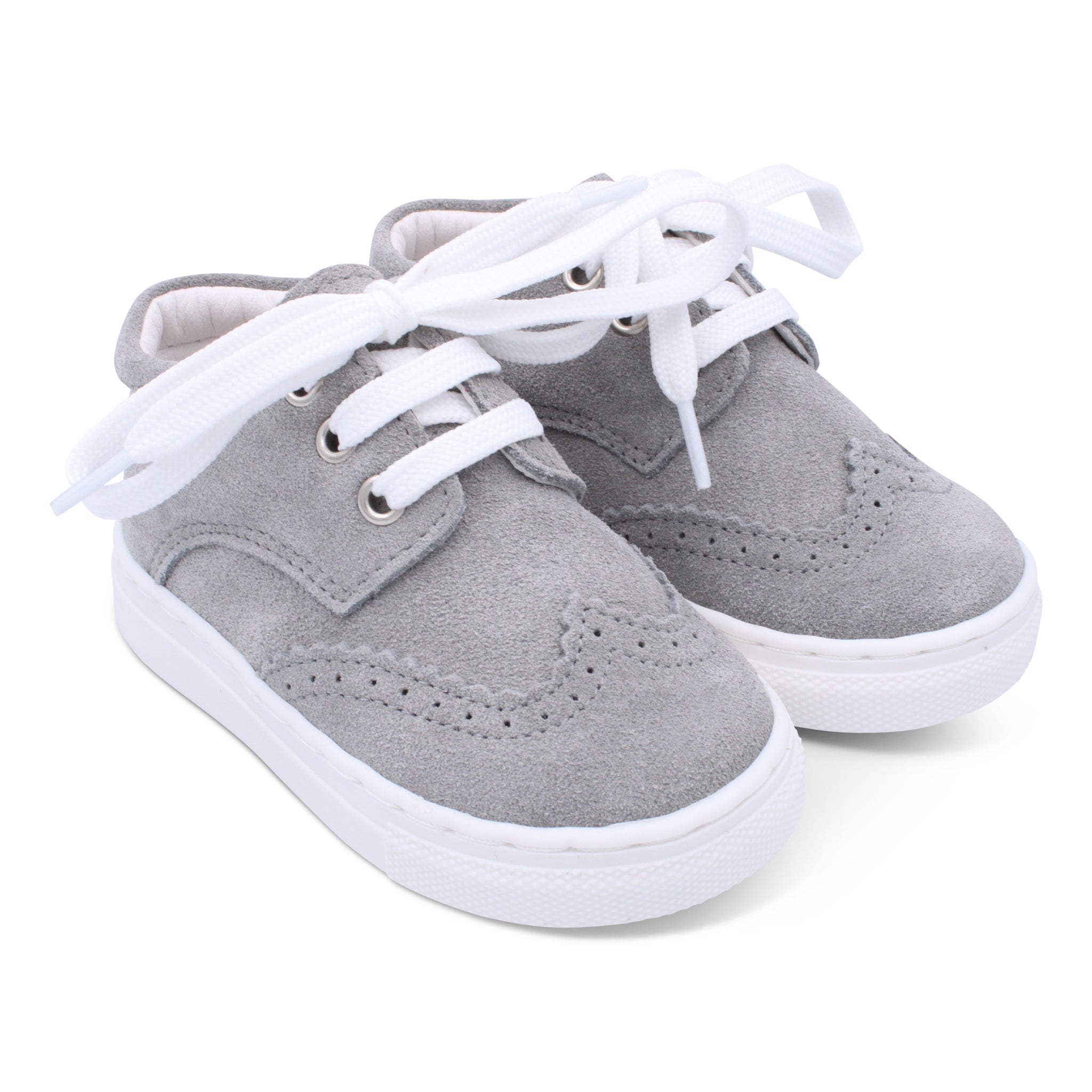 'Francisco' Boys Light Grey Suede Brogue Shoes