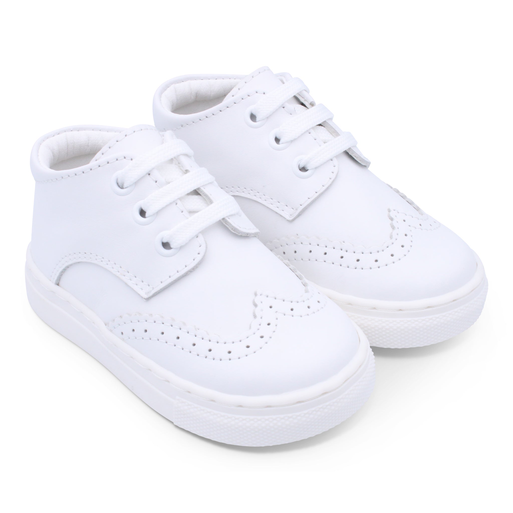 'Francisco' Boys White Leather Brogue Trainers