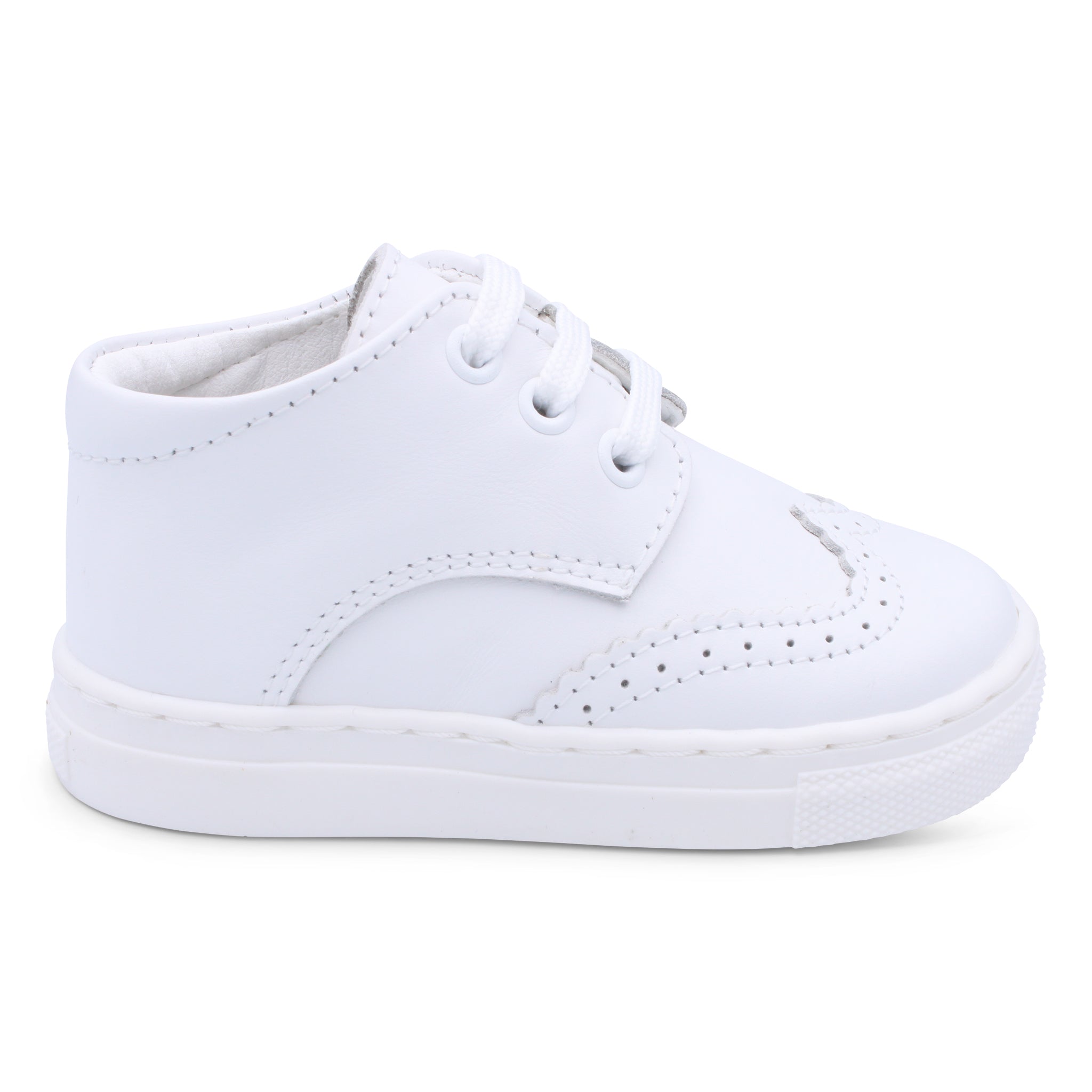 'Francisco' Boys White Leather Brogue Trainers