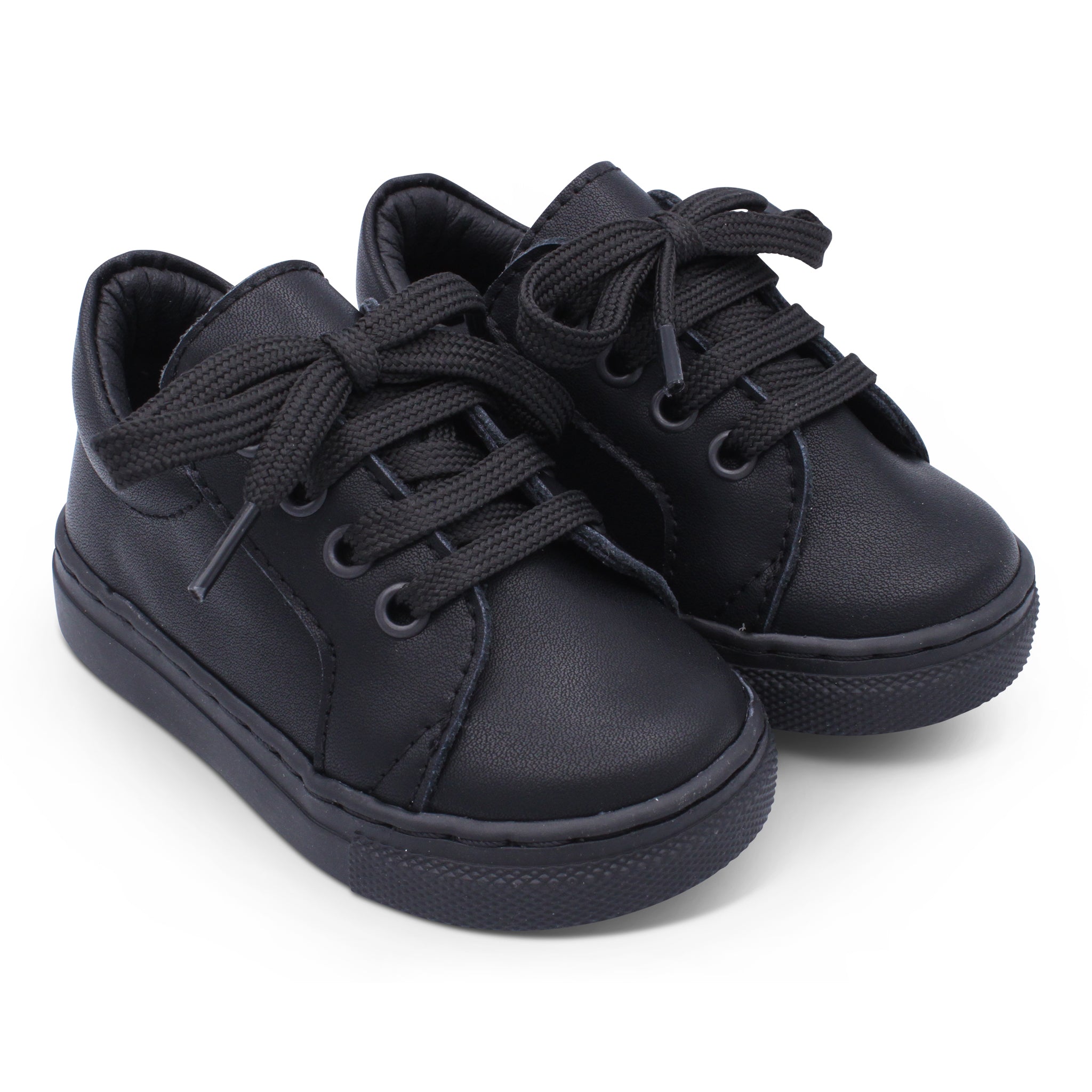 'Joao' Boys Black Leather Lace School Shoes