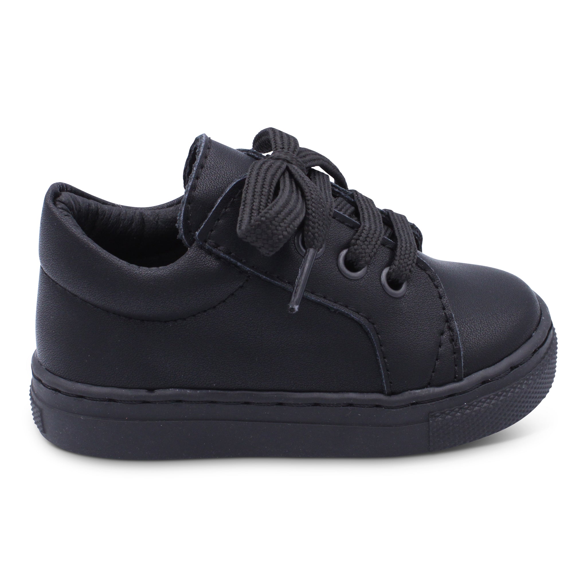 'Joao' Boys Black Leather Lace School Shoes - Main Image