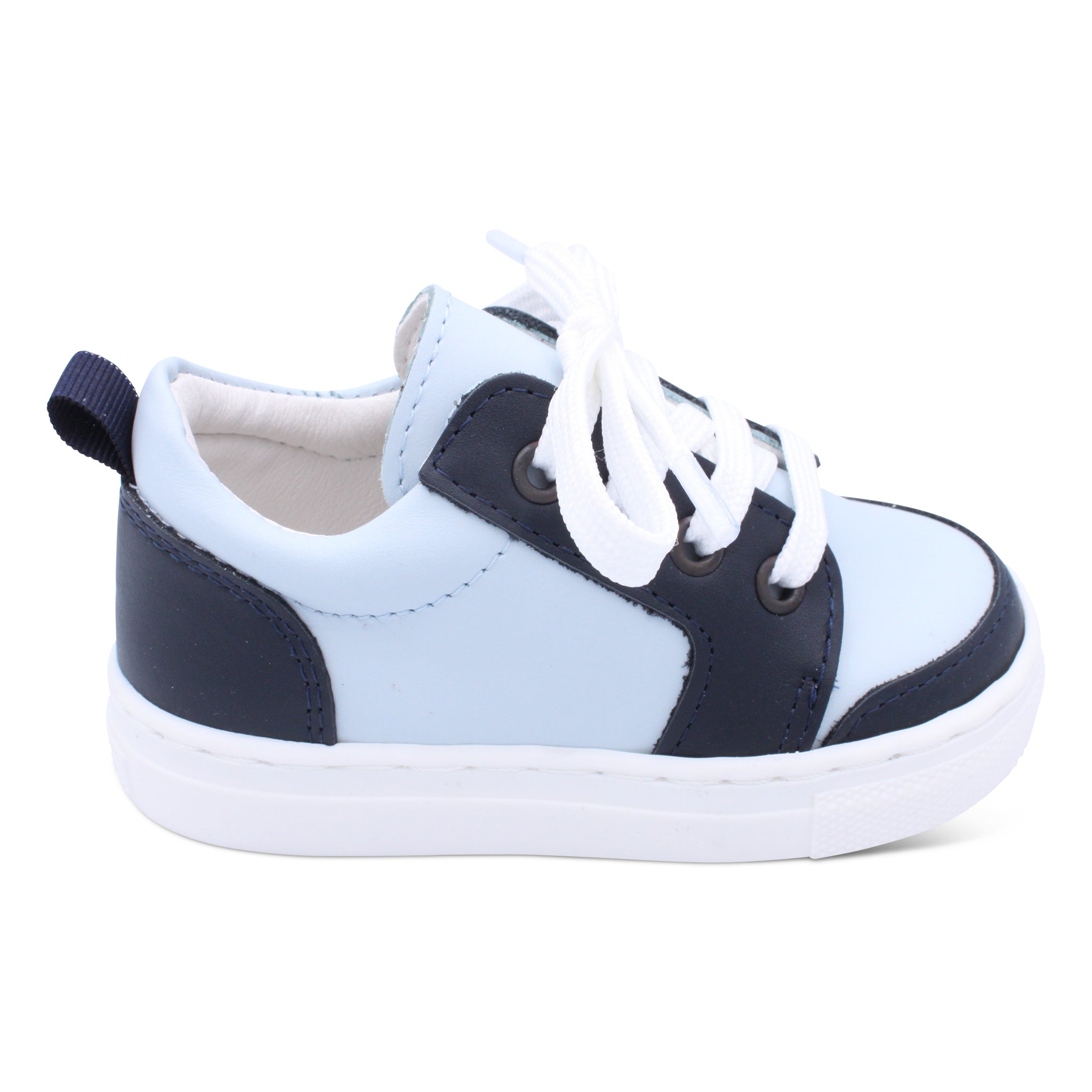 'Nico' Boys Pale Blue Leather with Navy Trainers