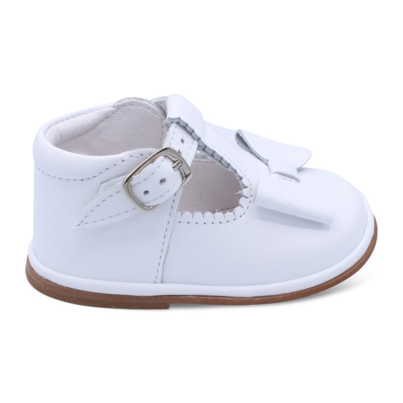 White Leather White Patent Baby Girl Shoes Vitoria' Girls White