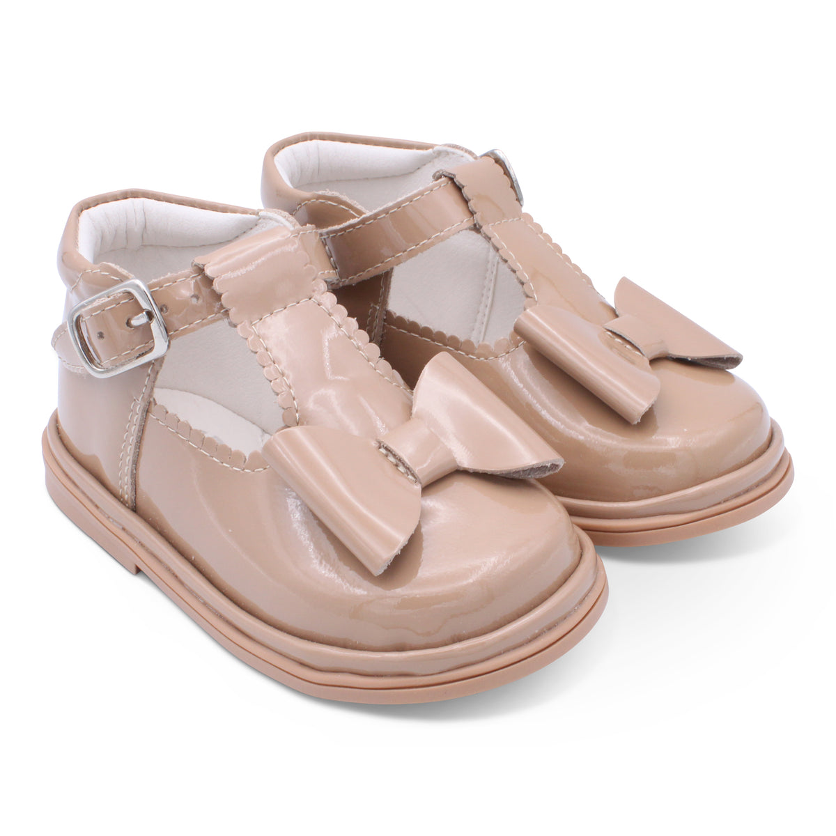 'Sabina' Girls Camel Patent T-Bar Shoes