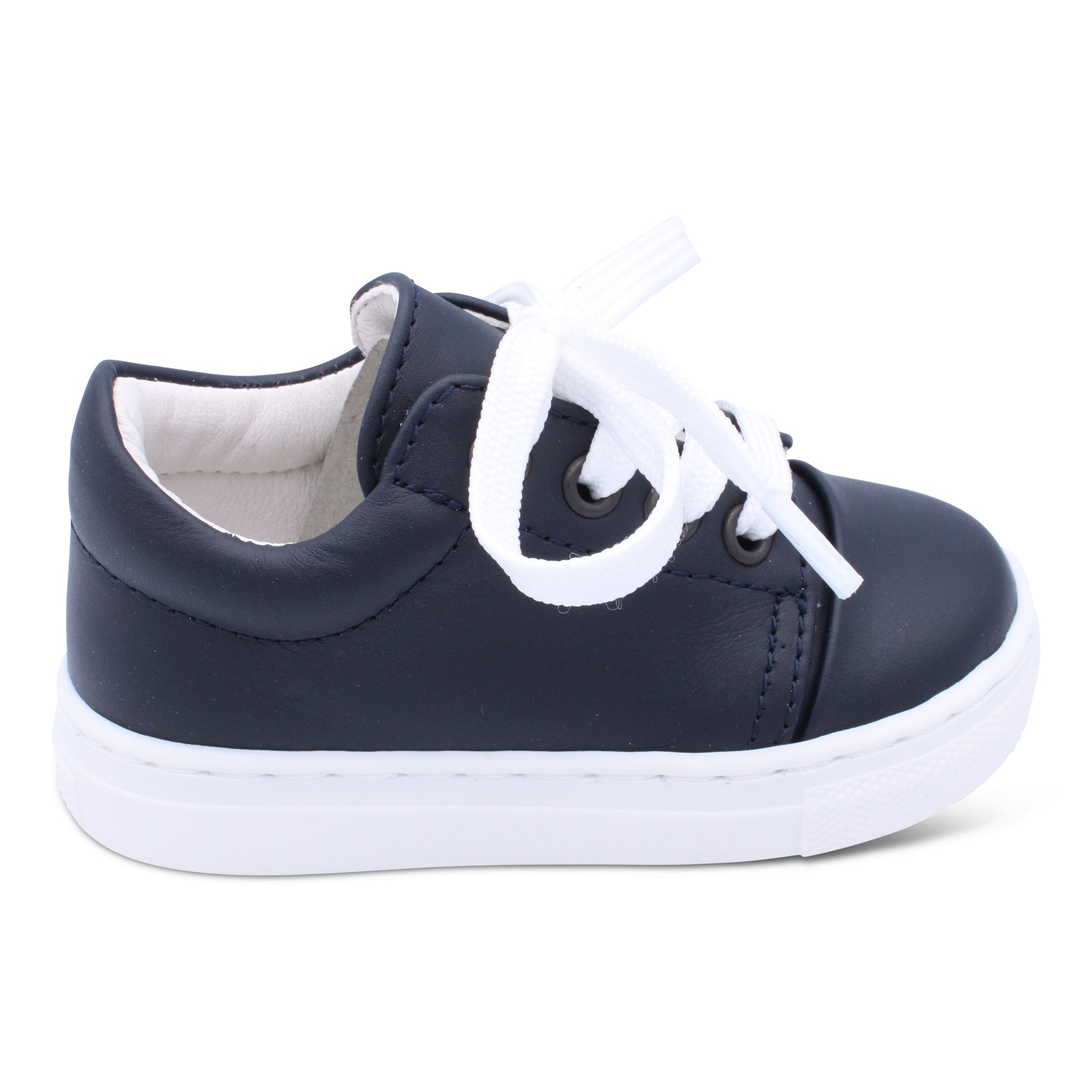 'Santiago' Boys Navy Leather Trainers