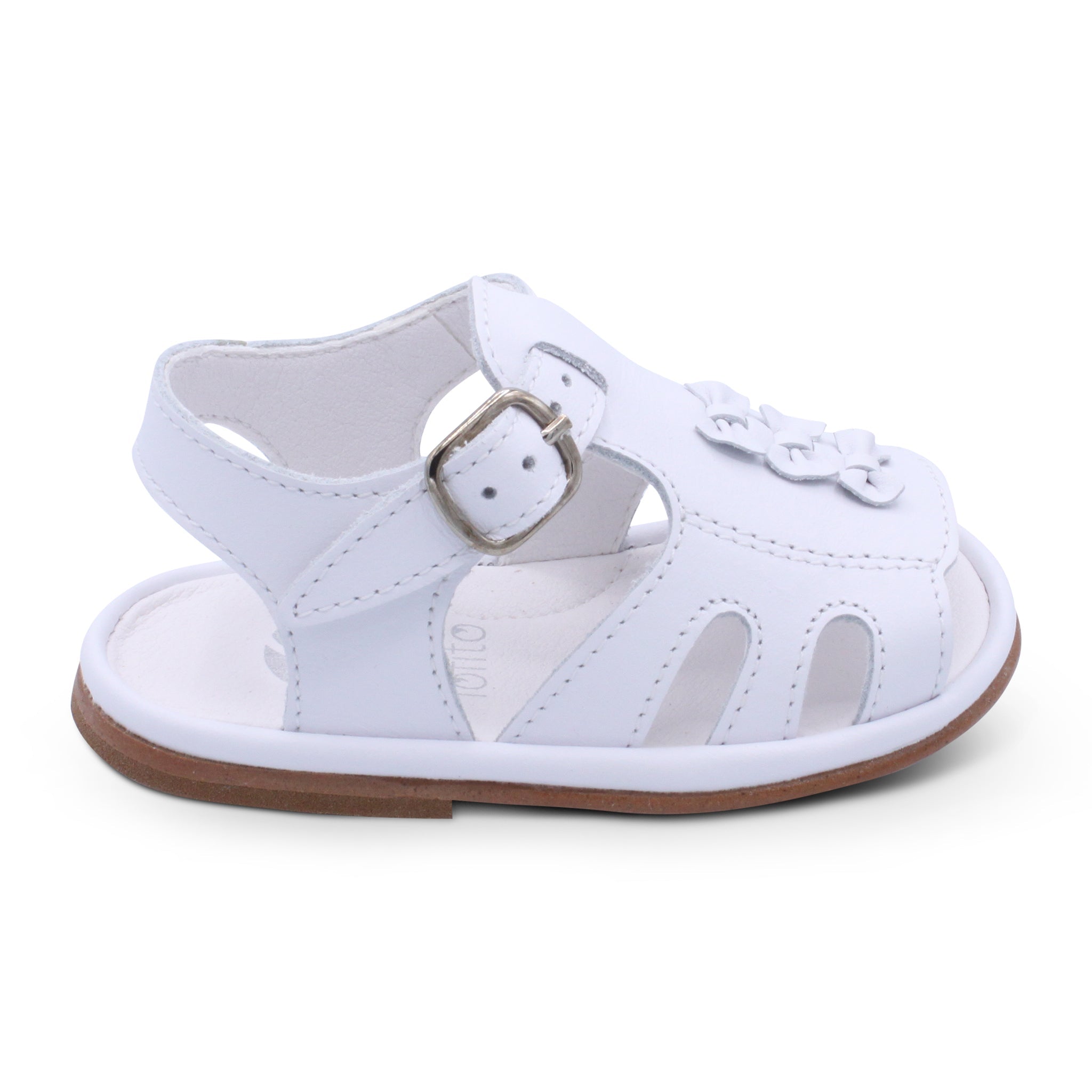 'Serena' Girls White Leather Open-Toe Sandals - Main Image