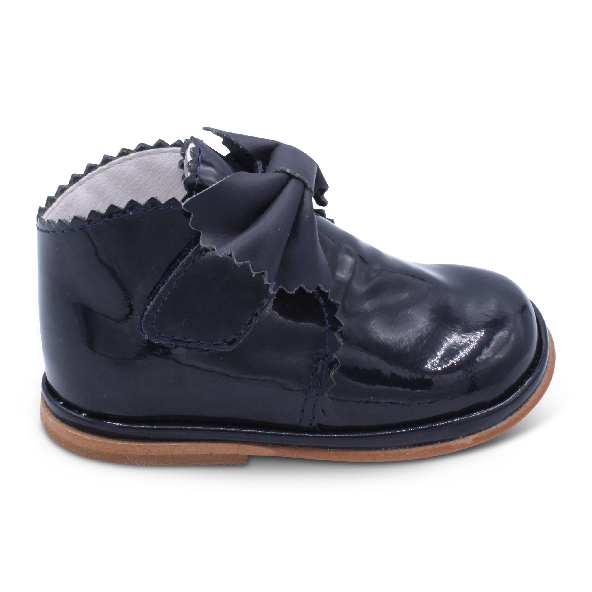 'Sharon' Girls Navy Patent Velcro Boots