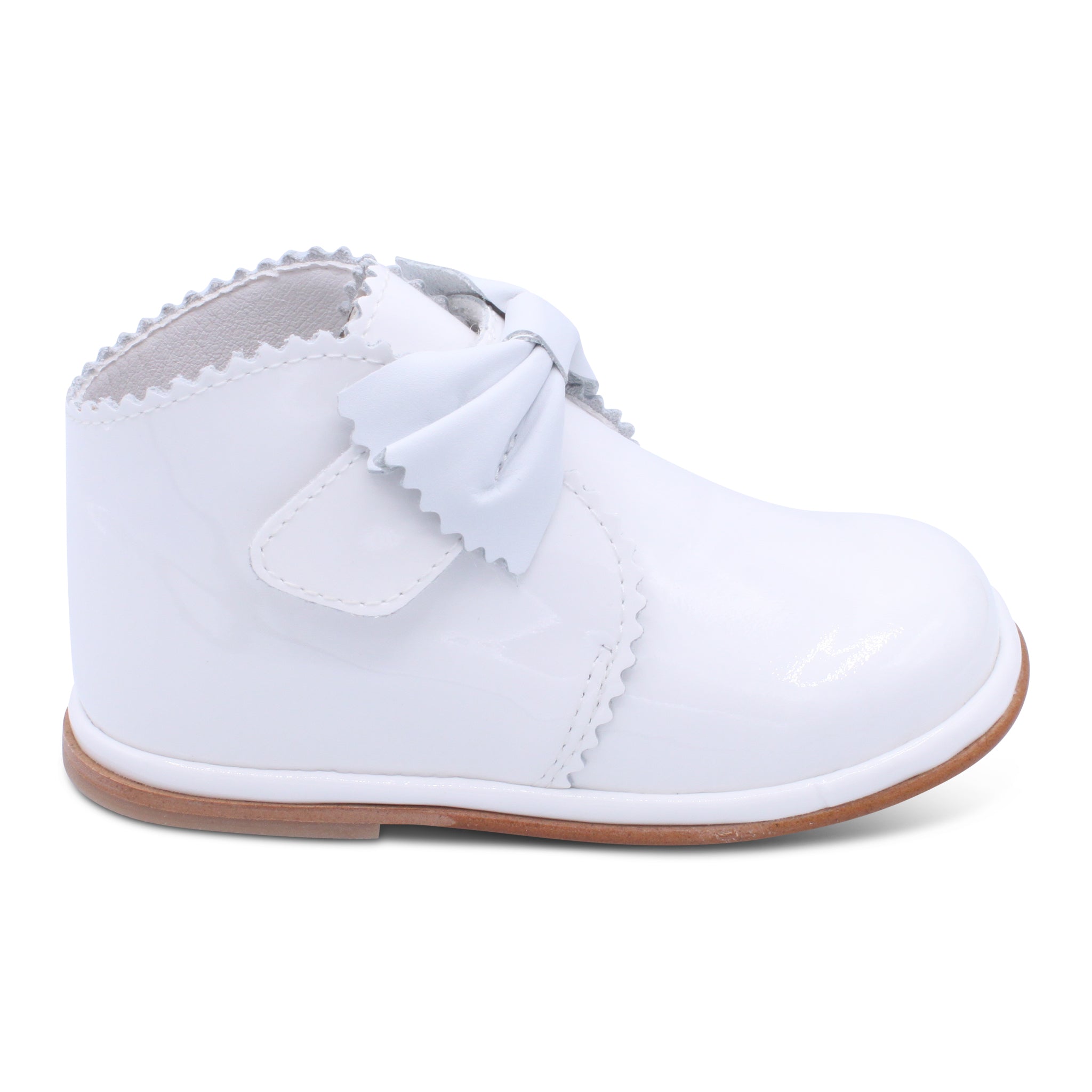 'Sharon' Girls White Patent Velcro Boots - Main Image