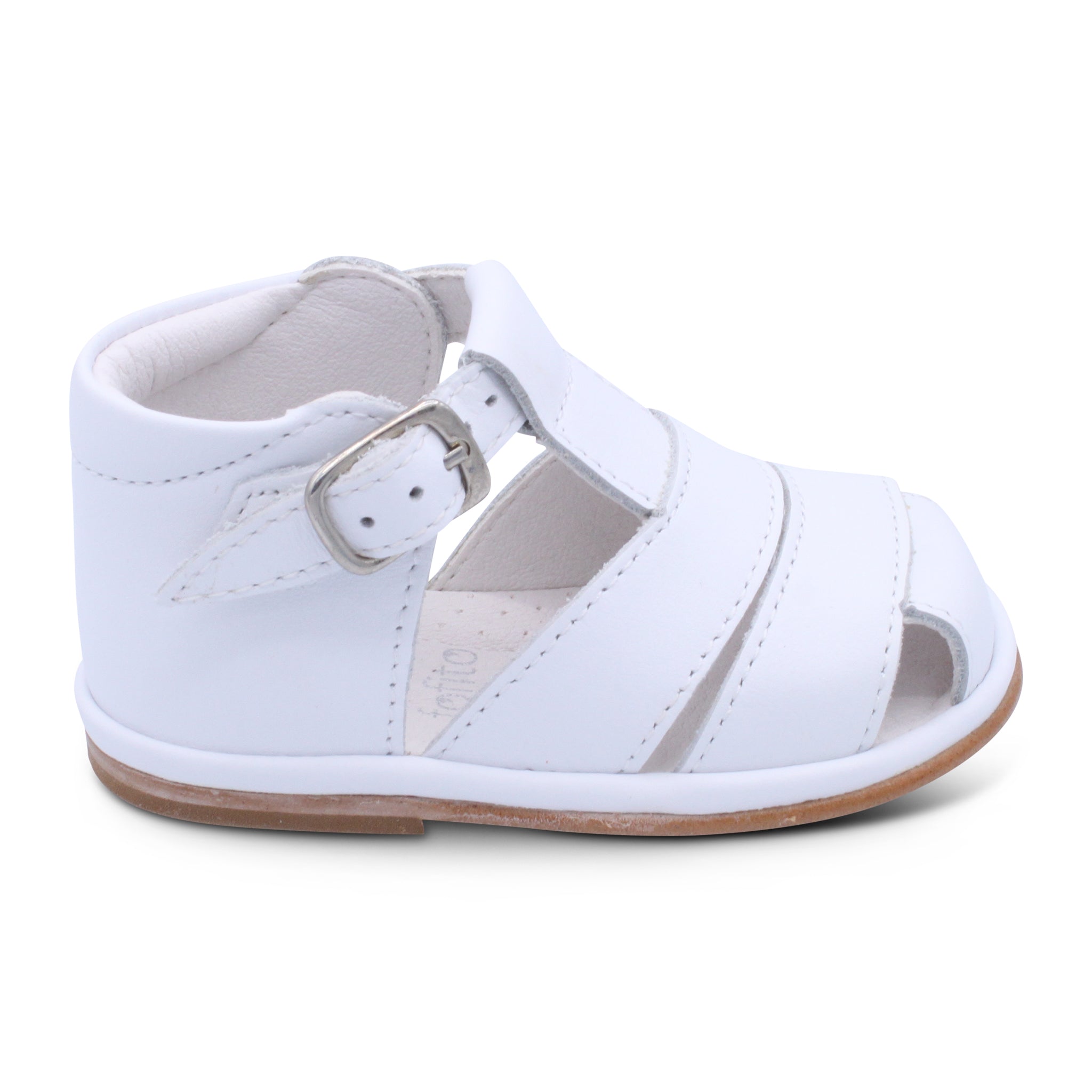 'Silvio' Boys White Leather T-Bar Sandals
