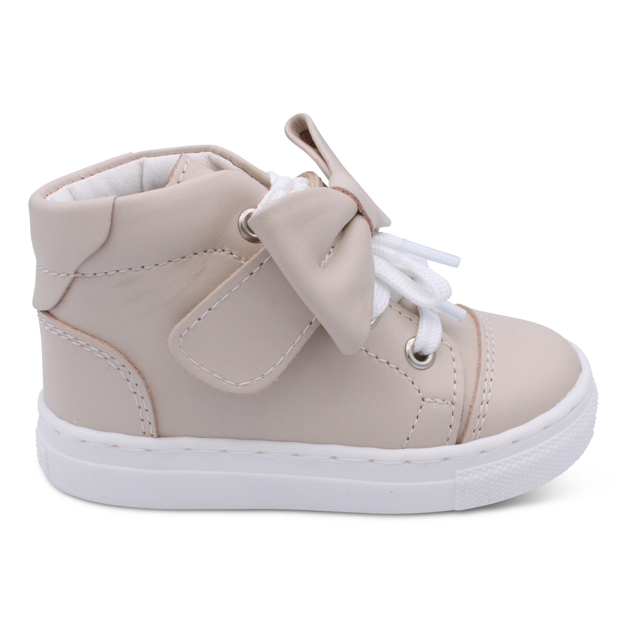 'Tatiana' Girls Nude Leather High-Tops